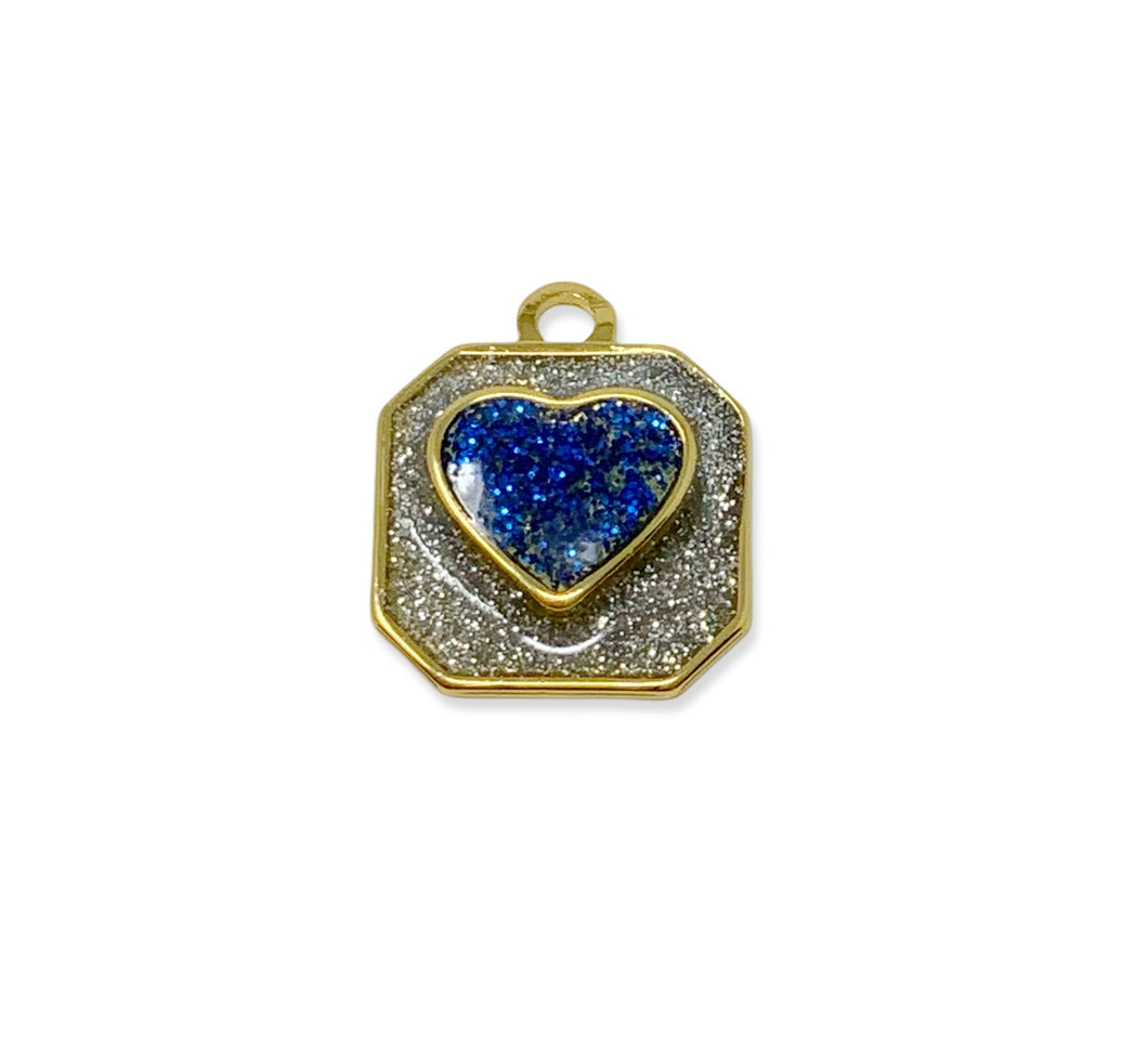 Charm CUORE BLU GLITTER