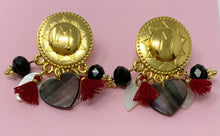 Load image into Gallery viewer, Orecchini CHARMY BUTTON GOLD black/red
